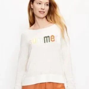 LOFT | 'Summer' Sweater White Ballet Neck L/S Various Sizes Available